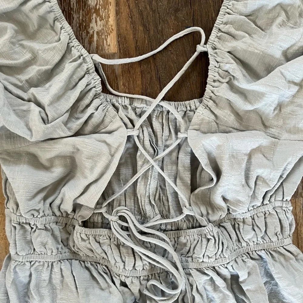 Easel Los Angeles Women's Light Blue/Grey Rouched Top Size Large